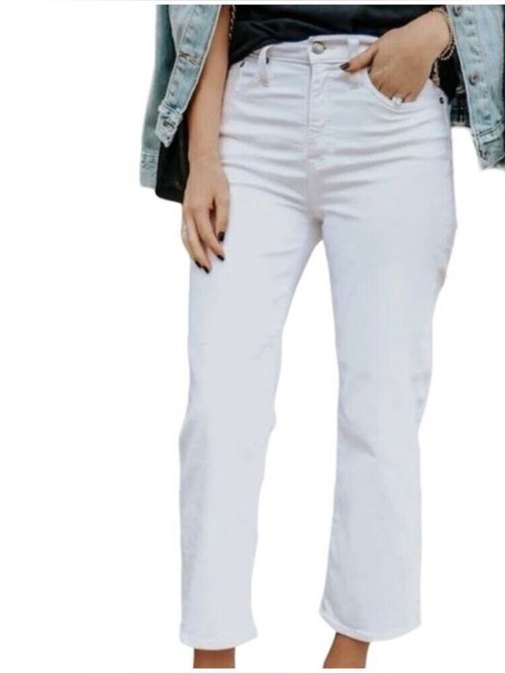 CAbi White Kick It Crop Jeans Size 8